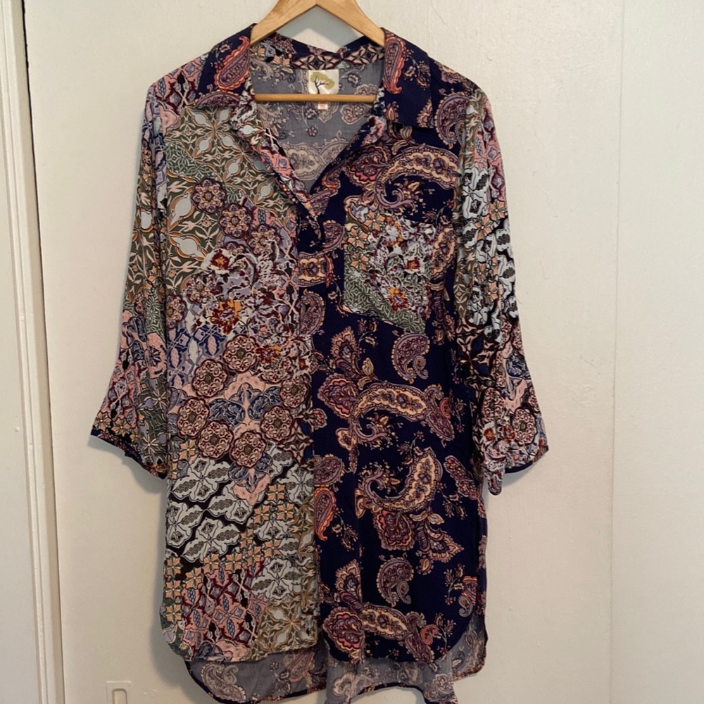 Anthropologie Fig and Flower Paisley Floral Tunic Dress